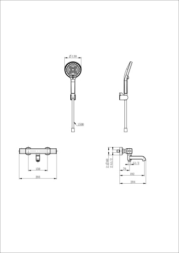 Смеситель для ванны Wonzon & Woghand Stay WW-B2016-A1-BG настенный золото с термостатом - фото 2
