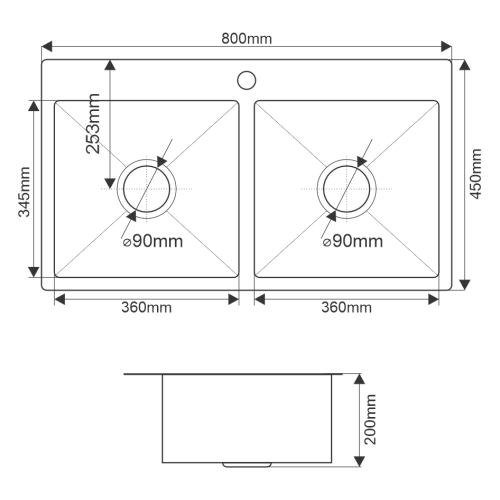 Кухонная мойка Melana ProfLine MLN-RS8045H 80х45 цвет сатин поверхность матовая - фото 3