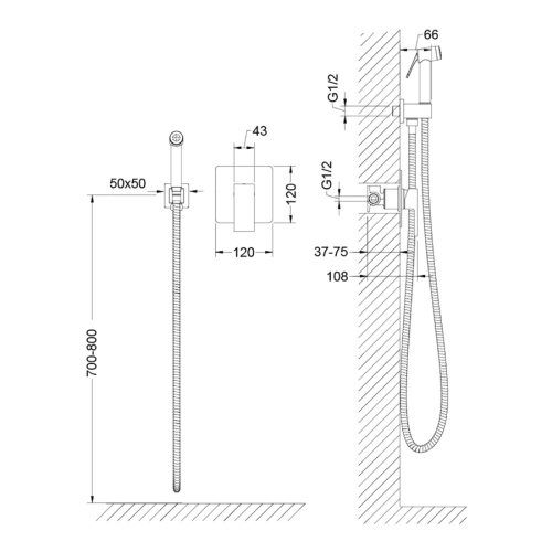 Смеситель с гигиеническим душем Timo Selene 2089/17SM встраиваемый в стену золото матовое - фото 2