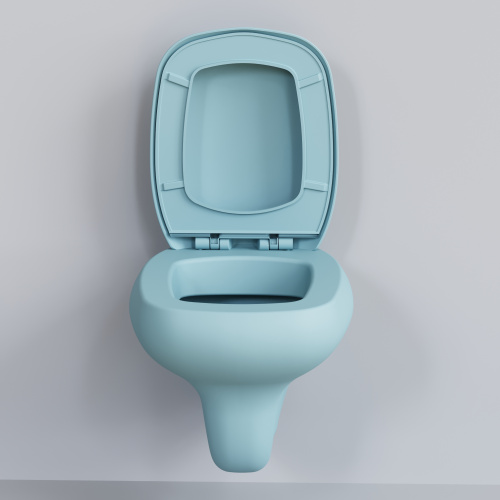 Чаша унитаза подвесная Ambassador Diamond 123T20801R цвет голубой матовый без сиденья каскадный смыв - фото 5