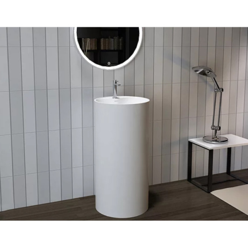 Раковина из искусственного камня MonteBianco Pisa Rubinetto 11234 45х45 напольная цвет белый матовый 1 отверстие под смеситель - фото 2