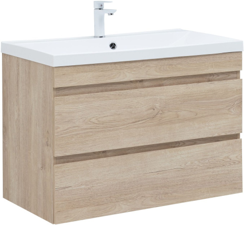 Тумба под раковину Aquanet Нота NEW 00334199 89х47х61 подвесная цвет светлое дерево - фото 2