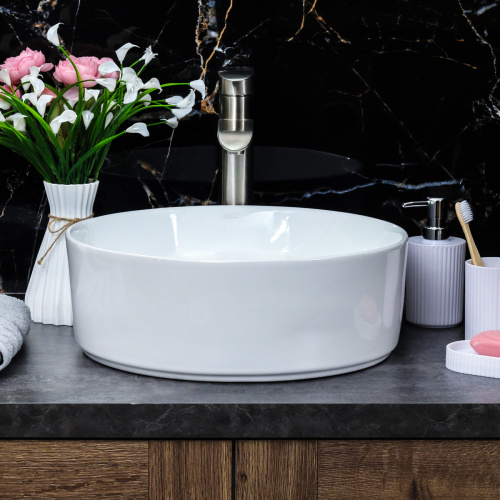 Раковина из сантехнического фарфора Melana 320340-805 41х41 накладная цвет белый без отверстий под смеситель - фото 3