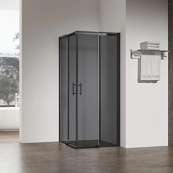 Душевой уголок Veconi Rovigo RV50B-9090-05-C8 90х90 стекло тонированное профиль черный без поддона