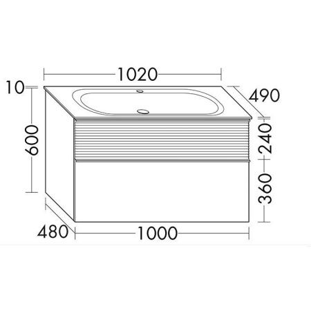 Тумба с раковиной Burgbad Fiumo SFXN102F3956FOT45G0200C0001*1 100х50 подвесная цвет коричневый/белый