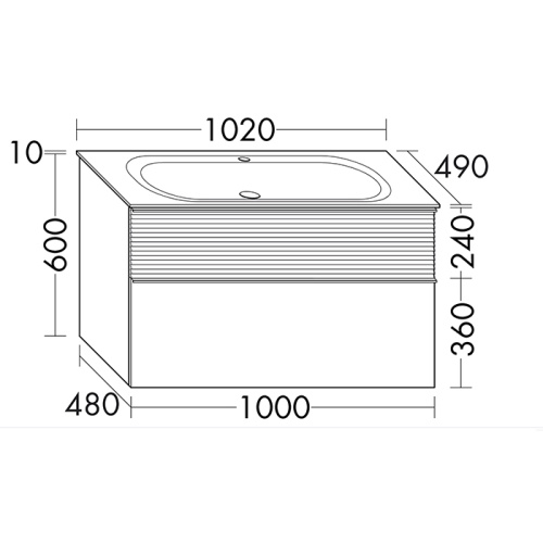 Тумба с раковиной Burgbad Fiumo SFXN102F3958FOT52G0200C0001*1 102х49х61 подвесная цвет графит матовый/тик корица - фото 2
