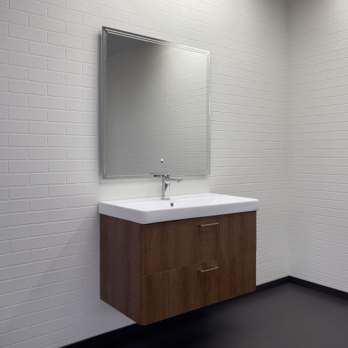 Тумба с раковиной Comforty Ангара 00-00021037CF 91х3х88 подвесная цвет дуб темно-коричневый - фото 5