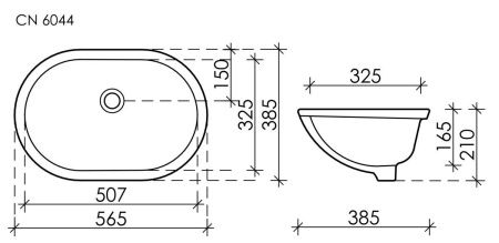 Раковина из сантехнического фарфора Ceramica Nova ELEMENT CN6044 60х40 встраиваемая цвет белый без отверстий под смеситель