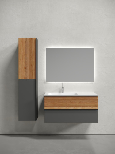 Тумба под раковину Sancos DELTA DL100LGR 100х45х50 подвесная цвет дуб красный/графит - фото 2