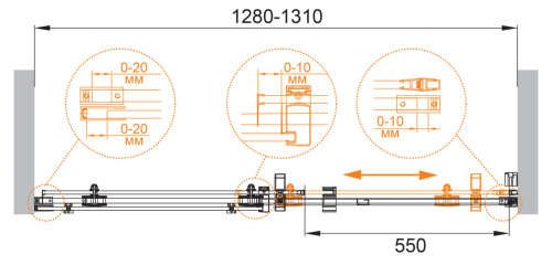Душевая дверь Cezares STYLUS-M STYLUS-O-M-BF-1-130-C-Cr 130х195 стекло прозрачное профиль хром глянцевый - фото 3