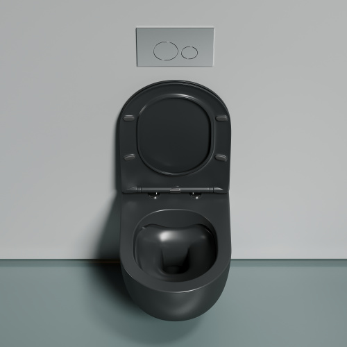 Унитаз подвесной Ceramica Nova MODENA CN6063MDH темно-серый матовый с сиденьем микролифт безободковый душевой смыв - фото 4