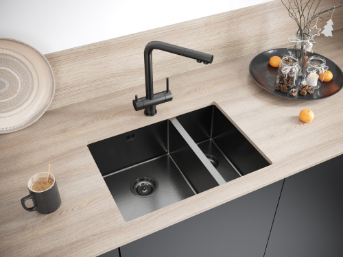 Кухонная мойка Paulmark GERBERG 59/2S UNI PM225944-GML 34х39 цвет вороненая сталь - фото 3