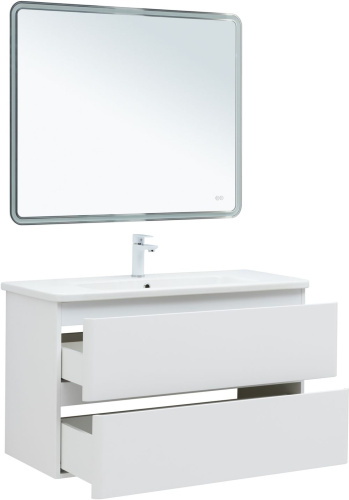 Тумба под раковину Aquanet Эмбер 00330469 102х45х60 напольная/подвесная цвет белый - фото 3