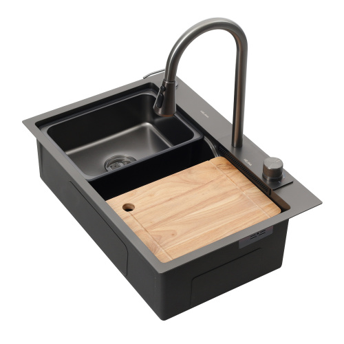 Кухонная мойка Melana ProfLine D6846B+6 графит 68х46 цвет графит поверхность матовая - фото 3