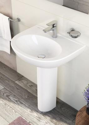 Раковина из сантехнического фарфора Vitra Zentrum 5786B003-0001 60х48 подвесная цвет белый 1 отверстие под смеситель - фото 2