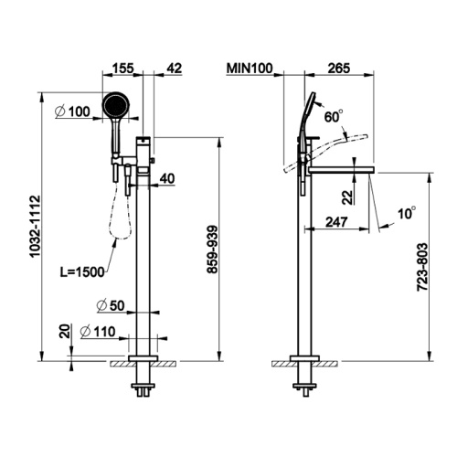 Смеситель Gessi Emporio Via manzoni 24982#031 напольный хром - фото 2