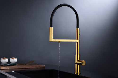 Смеситель для кухни Paulmark TORNADO To213402-BG на раковину брашированное золото - фото 4