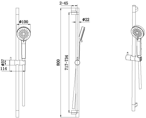 Душевой гарнитур Allen Brau Eclipse 5.E1008-BN настенный никель - фото 4