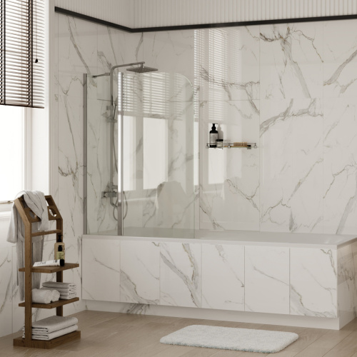 Душевая шторка на ванну Wasserkraft Leine 35P 35P02-110 110х140 стекло прозрачное профиль хром глянцевый ориентация универсальная - фото 2