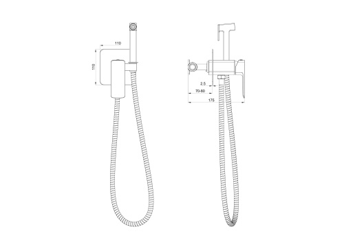 Гигиенический душ со смесителем Wonzon & Woghand Edge WW-88829003-MB черный - фото 2
