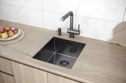 Мойка LASSAN 38 UNI, нерж. сталь, LA38-GM, вороненая сталь, 380х440мм, Paulmark - фото 4