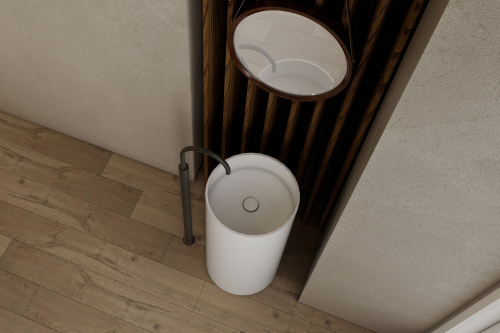 Раковина из искусственного камня Abber Stein AS2516 40х40 напольная цвет белый матовый без отверстий под смеситель - фото 2