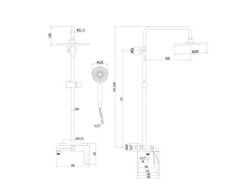 Душевая стойка Savol S-009045H настенная цвет черный - фото 2