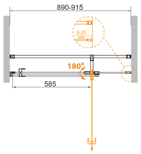 Душевая дверь Cezares VALVOLA VALVOLA-B-1-90-C-Cr 90х195 стекло прозрачное профиль хром глянцевый - фото 2