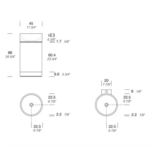 Раковина керамическая Milldue ROMA 45 см 2017.B напольная цвет белый матовый без отверстий под смеситель - фото 2