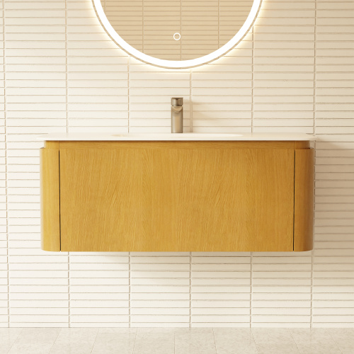 Тумба с раковиной+зеркало Art Decco Coco (Коко) ACC10W14S1M0 100x45x40 подвесная цвет белый дуб - фото 4