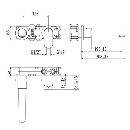 Смеситель для раковины Gattoni H2Omix7000 7003570C0 встраиваемый в стену хром - фото 2