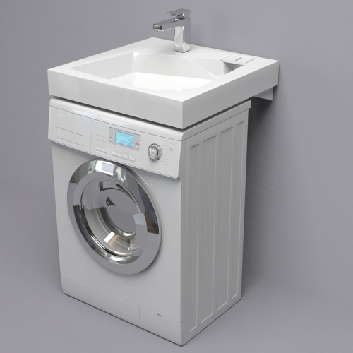 Раковина из искусственного мрамора Altasan QUADRO UPP60QUADROs 60х60 над стиральной машиной цвет белый 1 отверстие под смеситель - фото 2