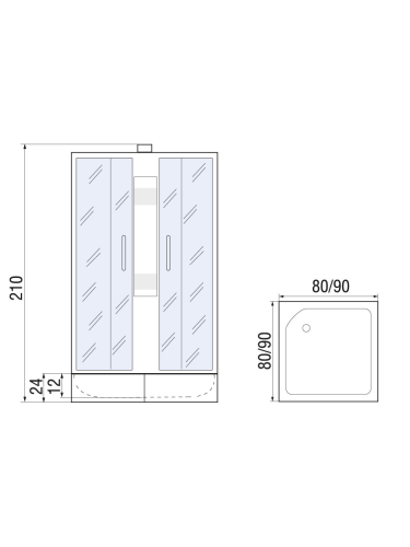 Душевая кабина River NEVA Б/К 90/24 MT (10000000819) 90х90 квадратная без крыши ориентация универсальная - фото 2