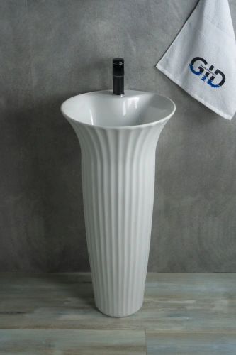 Раковина керамическая Gid Autonomo 81113 41х41 напольная цвет белый 1 отверстие под смеситель - фото 2