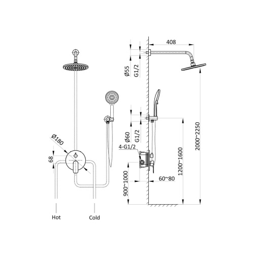 Душевая система Vincea Desire VSFW-1D1BG встраиваемая в стену - фото 4
