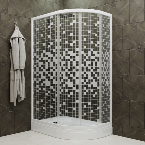 Душевой уголок Тритон Коралл Щ0000061780 120х80 стекло прозраное с узором профиль белый с поддоном - фото 3