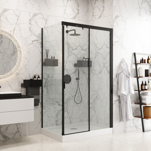 Душевой уголок Cerutti SPA MARBELLA 120B R 120х80 стекло прозрачное профиль черный без поддона