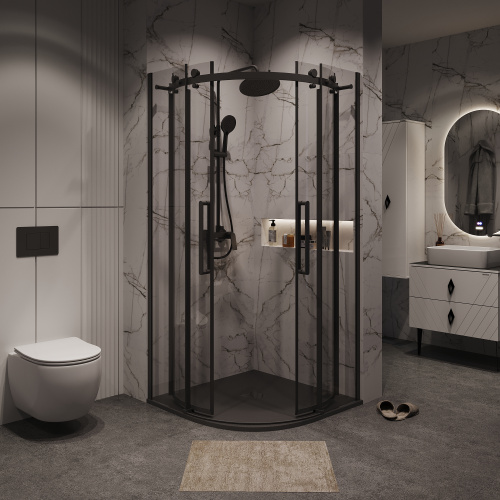 Душевой уголок Grossman Classic 301.K33.04.1010.21.00 100х100 стекло прозрачное профиль черный матовый без поддона - фото 5