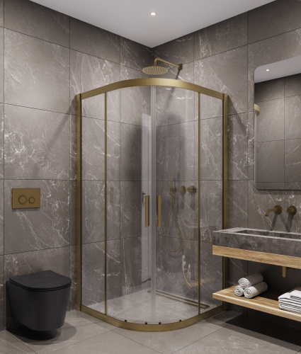 Душевой уголок Timo T44 90х90 стекло прозрачное профиль золото матовое без поддона - фото 2