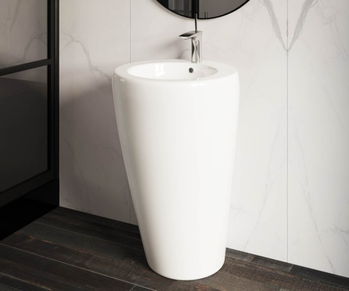 Раковина из сантехнического фарфора Ceramica Nova 850 CN1807 55х52 напольная цвет белый 1 отверстие под смеситель - фото 3