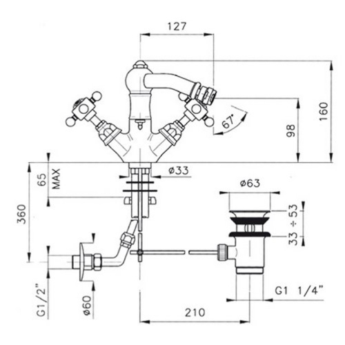 Смеситель Nicolazzi Dames Anglaises 1434CR70 на биде хром - фото 2