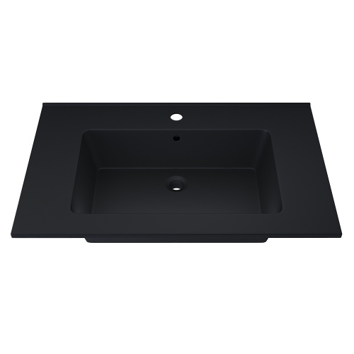 Раковина из искусственного камня Uperwood Parma Quartz 291003004 77х48 полувстраиваемая цвет черный - фото 4