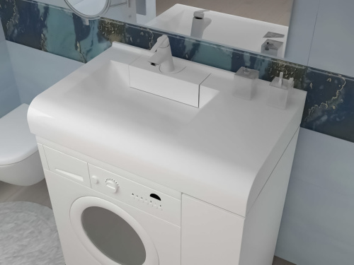 Раковина мебельная из литьевого мрамора Marko Корса 80 5234800 80х51 подвесная цвет белый - фото 5