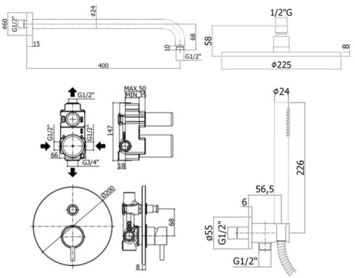Душевая система Paffoni Light KITLIG015CR встраиваемая в стену - фото 5