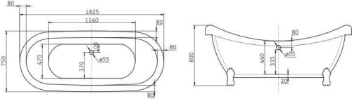 Ванна акриловая BelBagno BB05 183х75 отдельностоящая овальная без ножек - фото 2