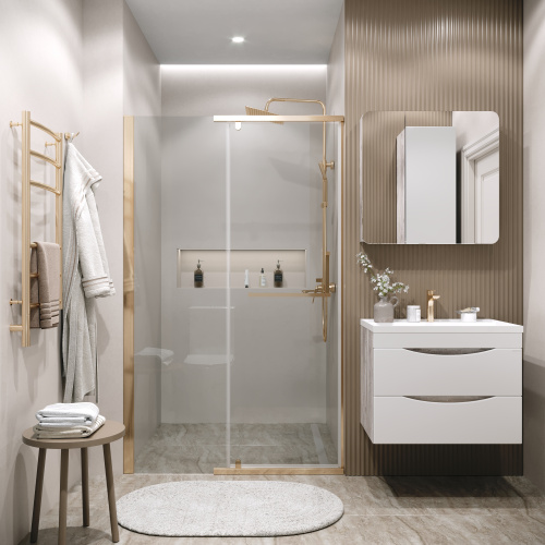 Душевая дверь Grossman Pragma 100.K33.03.120.32.00 120х195 стекло прозрачное профиль золото глянцевое - фото 4