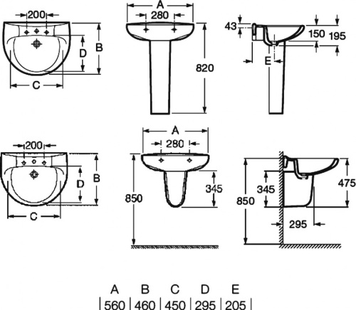 Раковина из сантехнического фарфора Roca Victoria 732739300Y 56х46 подвесная цвет белый - фото 4
