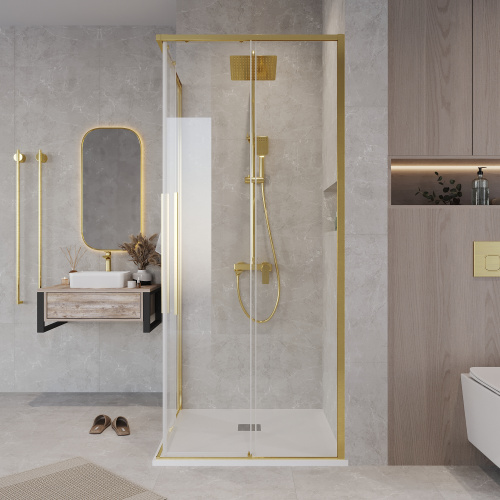 Душевая дверь Grossman Galaxy 1/2.K33.01.11.32.00 110х195 стекло прозрачное профиль золото глянцевое - фото 5