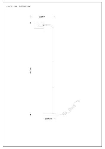 Торшер Arte Lamp Sebastian (Себастиан) A7051PN-1BK - фото 3