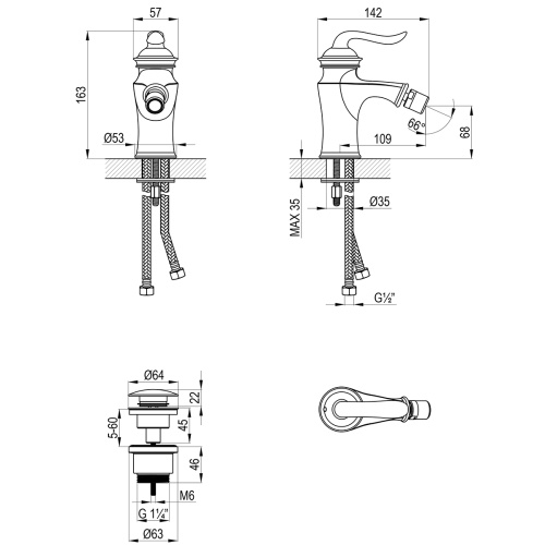 Смеситель LeMark Brava LM4708G на биде золото - фото 2